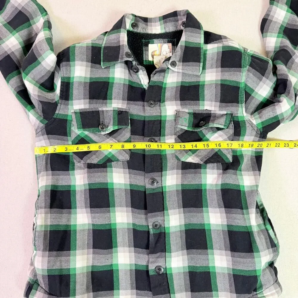 Ocean Pacific Plaid Flannel Sherpa Lined Shirt Jacket Men's M 90s Grunge Surfer